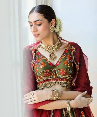 Deep Olive Green Lehenga Set 6