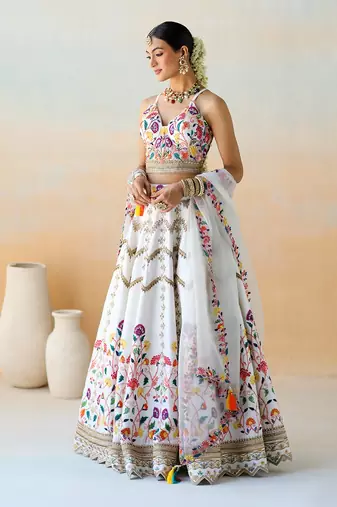 Bright White Lehenga Set