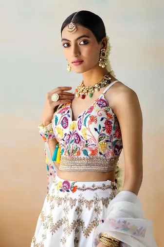Bright White Lehenga Set