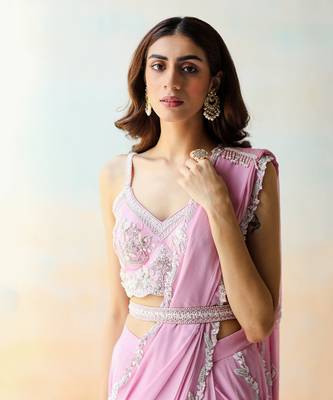 Lilac  Pre-Draped Saree Set 2