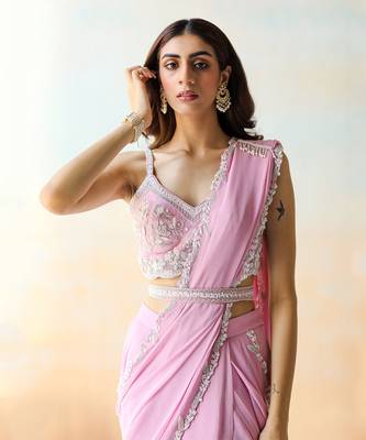 Lilac  Pre-Draped Saree Set 3
