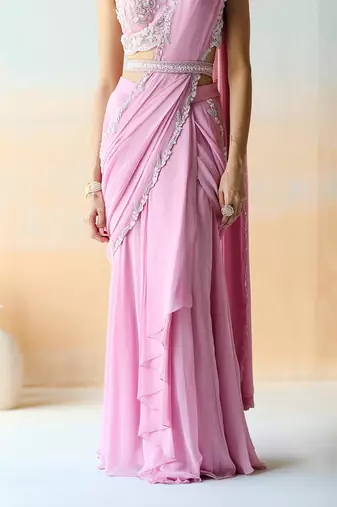 Lilac  Pre-Draped Saree Set