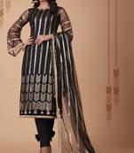 BOTTLE GREEN FLORAL EMBROIDERED SALWAR KAMEEZ SUIT SEMI STITCHED