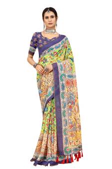 Multicolor Printed Art Silk Saree With Blouse