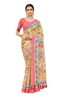 Multicolor Printed Art Silk Saree With Blouse