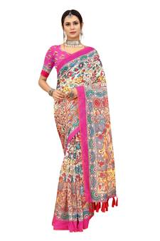 Multicolor Printed Art Silk Saree With Blouse