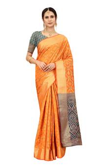 Gold Woven Patola Saree With Blouse