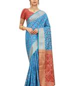 Blue Woven Patola Saree With Blouse
