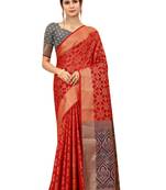 Red Woven Patola Saree With Blouse