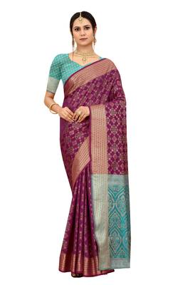 Lavender Woven Patola Saree With Blouse 1