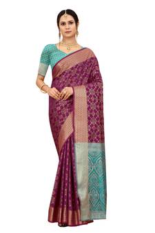 Lavender Woven Patola Saree With Blouse