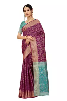 Lavender Woven Patola Saree With Blouse