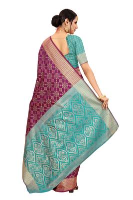 Lavender Woven Patola Saree With Blouse 3