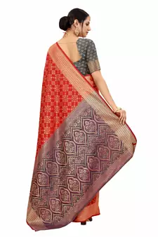 Red Woven Patola Saree With Blouse