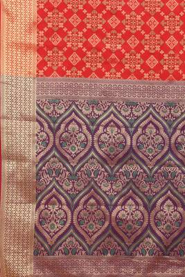 Red Woven Patola Saree With Blouse 5