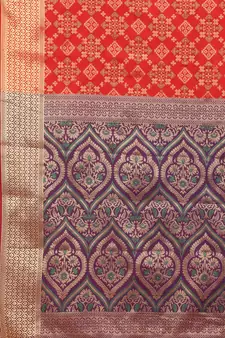 Red Woven Patola Saree With Blouse