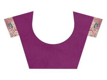 Lavender woven Banarasi silk blend saree with blouse 3