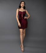 Maroon Textured Short Dress