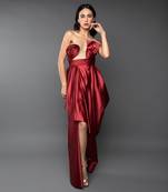 Red Asymmetric Drape Gown