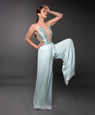 Sea Green Textured Jumpsuit 5