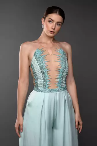 Sea Green Textured Jumpsuit