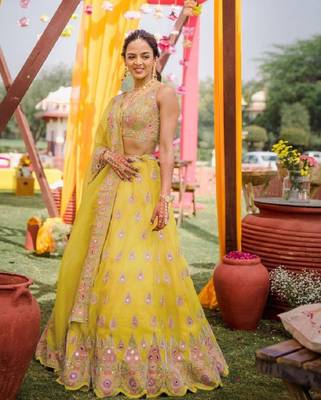 Meghalya Sunshine Yellow Georgette Lehenga Choli Set 1