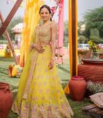 Meghalya Sunshine Yellow Georgette Lehenga Choli Set