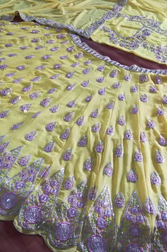 Meghalya Sunshine Yellow Georgette Lehenga Choli Set