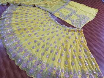 Meghalya Sunshine Yellow Georgette Lehenga Choli Set 3