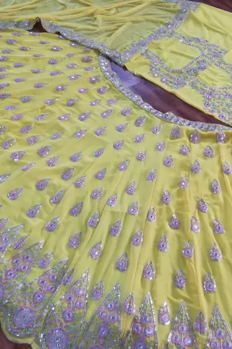 Meghalya Sunshine Yellow Georgette Lehenga Choli Set