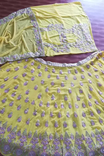 Meghalya Sunshine Yellow Georgette Lehenga Choli Set