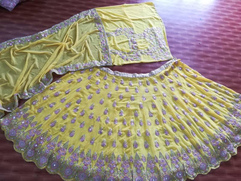 Meghalya Sunshine Yellow Georgette Lehenga Choli Set