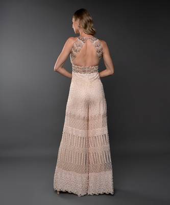 Peach Embroidered Waist Cut Jumpsuit 3