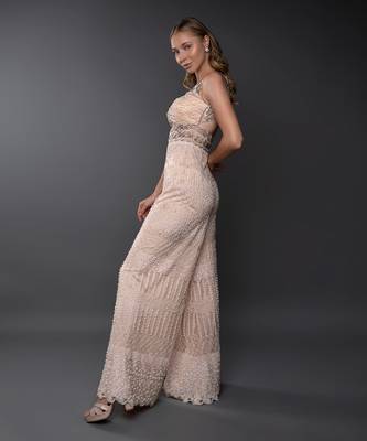 Peach Embroidered Waist Cut Jumpsuit 5