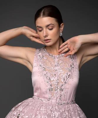 Dust Pink Lace Layered Flounce Dress 7