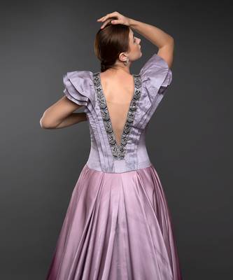 Lavender Shaded Asymmetric Layered Gown With Plunging Neckline 6