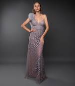 Lavender Powder Shoulder Sheath Gown