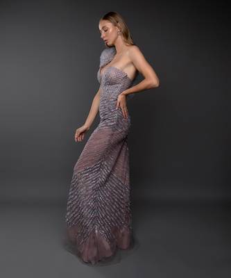 Lavender Powder Shoulder Sheath Gown 2