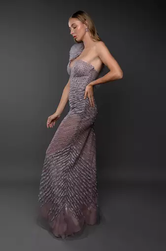 Lavender Powder Shoulder Sheath Gown