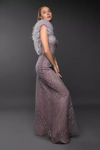 Lavender Powder Shoulder Sheath Gown