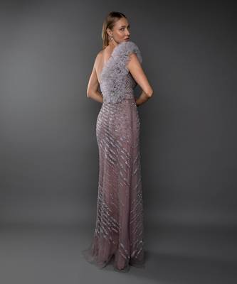 Lavender Powder Shoulder Sheath Gown 5