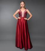 Red A-Line Gown With Plunging Neckline