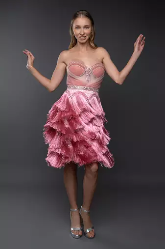 Pink Corset Layered Tassel Dress