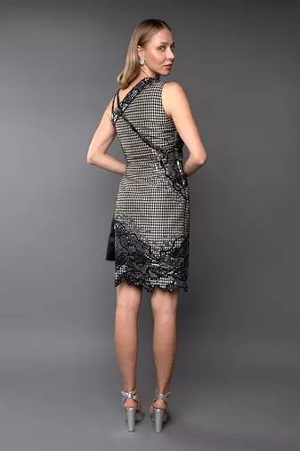 Black Embroidered Overlap Blazer Dress