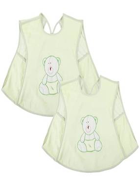 VOIDROP Cotton Bibs For Baby Kids Feeding 0 to 24 Months Comfort For Baby Re-usable Pack of 2 Green Color 1