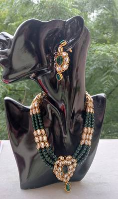 RozMili Kundan Green necklaces set 3