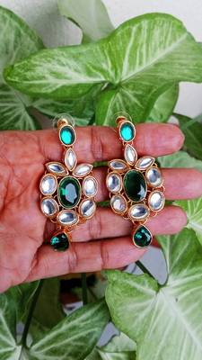 RozMili Kundan Green necklaces set 4