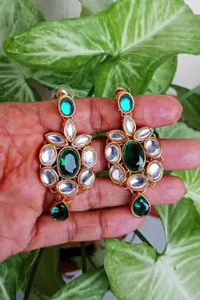 RozMili Kundan Green necklaces set