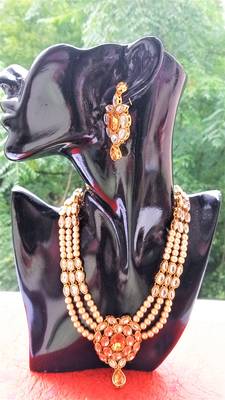 RozMili Kundan Beige necklaces set 2
