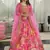 deep pink zari and sequins embroidered floral art silk lehenga set choli with dupatta with dupatta